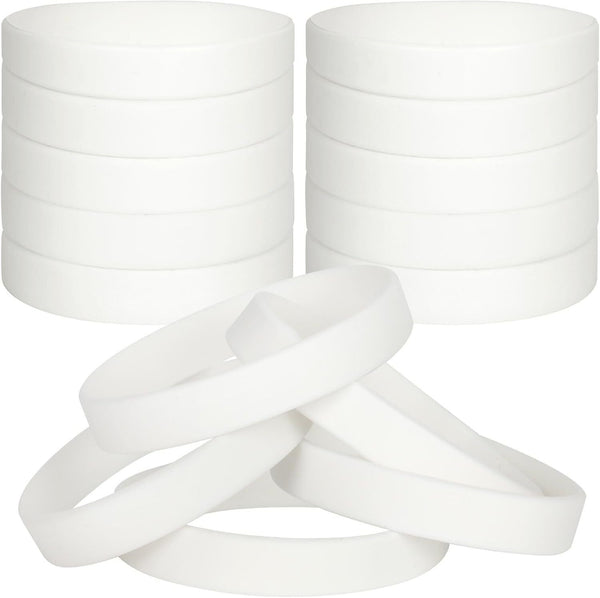 30 PCS Silicone Bracelets Wristbands for kid, Sports Rubber Elastic, White