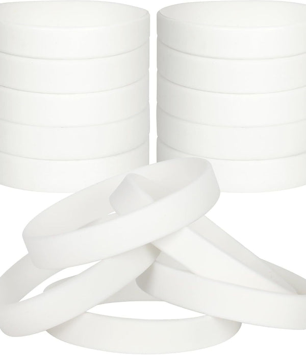 30 PCS Silicone Bracelets Wristbands for kid, Sports Rubber Elastic, White