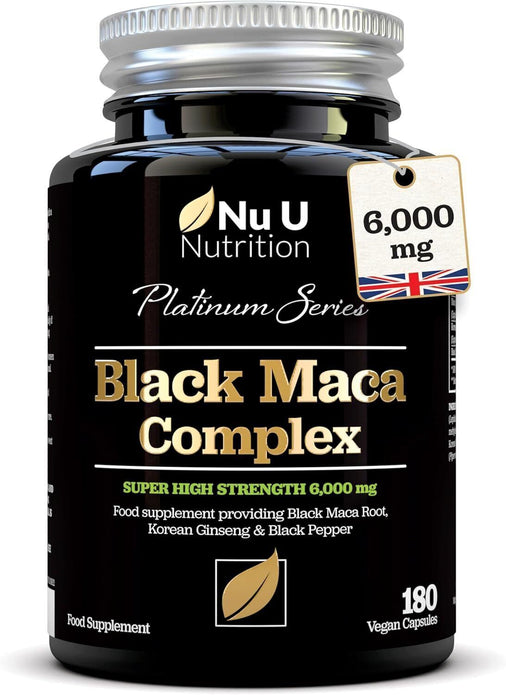 Maca Root 6000mg Complex - Peruvian Maca, Ginseng & Black Pepper, 180 Veg