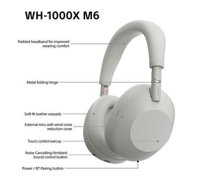 Sony WH1000XM6 Over-Ear Wireless Headphones - Silver
