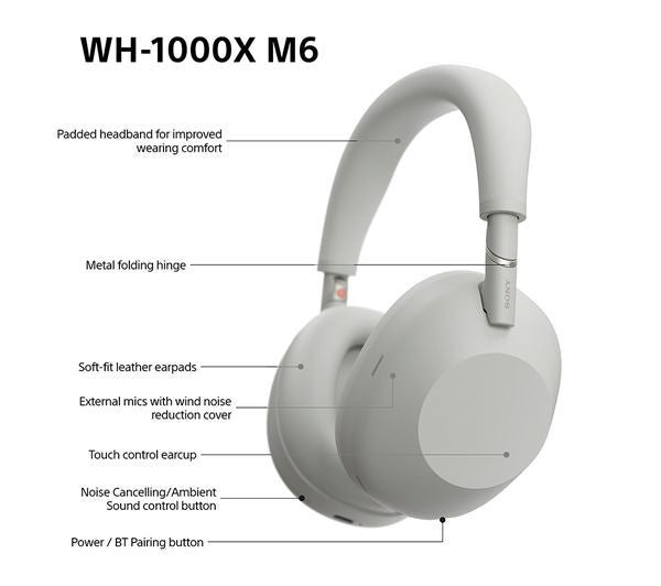 Sony WH1000XM6 Over-Ear Wireless Headphones - Silver