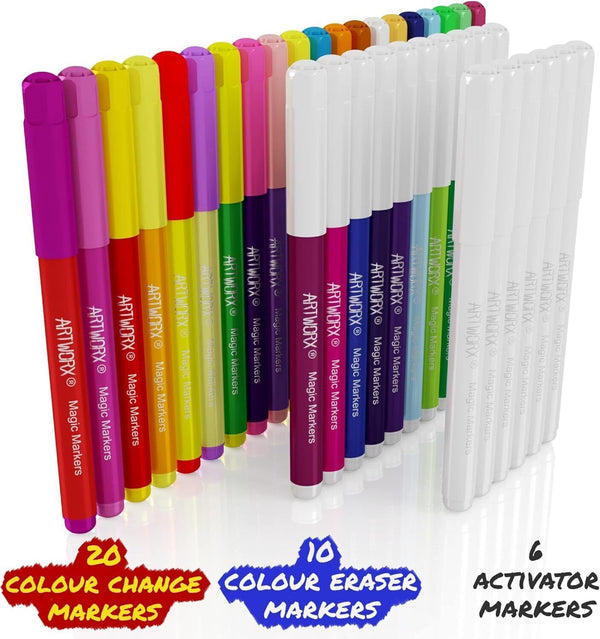 Artworx Magic Pens - Colour Changing Felt Tip Pens For Children - 36 Markers