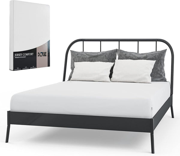 KOBEHOME Fitted Bed Sheet Single - Deep, White, 90-100 x 200-220 cm - Super Soft