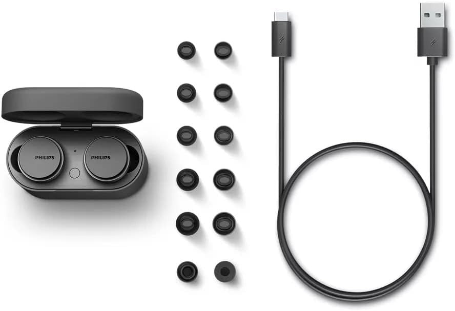 Philip's TAT8506BK/00 Wireless Bluetooth Noise-Cancelling Earbuds - Black