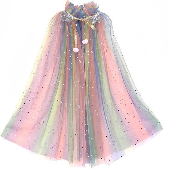 AIMEJZM Girls Princess Shiny Cape - Multicolor Fancy Dress Costume Cosplay