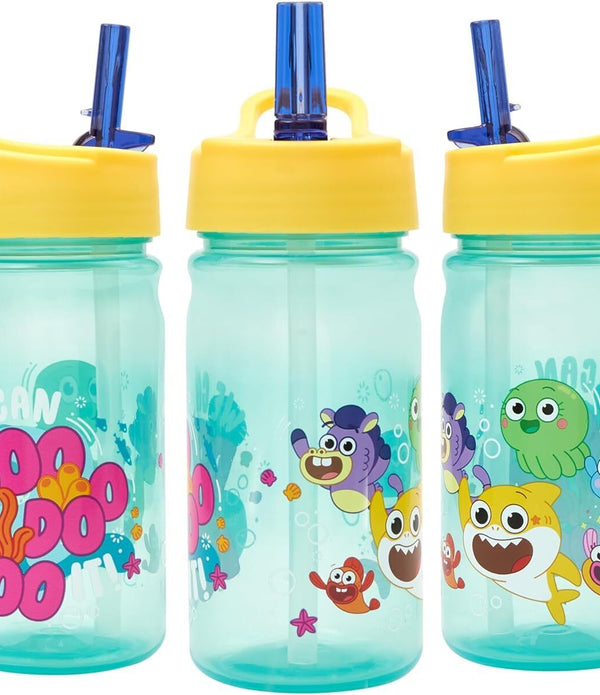 Baby Shark Big Show Water Bottle - Flip up Straw 380ml, Official Merchandise