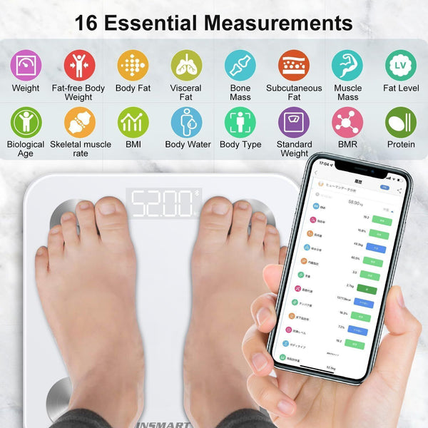 INSMART Body Fat Scales, Bluetooth Digital Scales with App for Weight & BMI