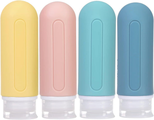 Silicone Travel Bottle 4-Pack, Leak-Proof Refillable Squeezable Dispensers