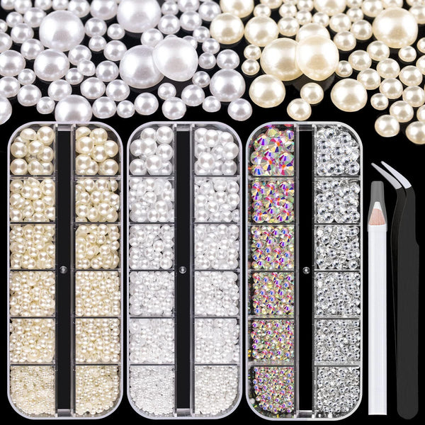 1 Pack Of 4000 Flatback Rhinestones Pearls For Crafting Simulated Pearl Beads