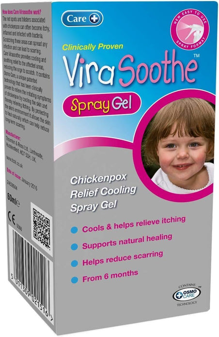 Care ViraSoothe Chickenpox Relief Cooling Spray Gel 60ml, Cools and Soothes Skin