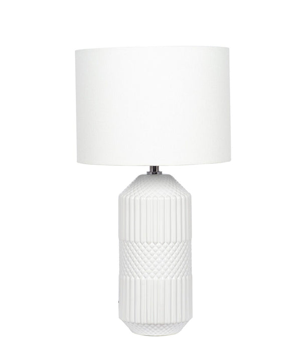 Pacific Lifestyle Glazed Table Lamp Meribel, H46 x W25 x D25cm, White