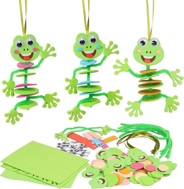 LAMEK 12-Pack Frog DIY Foam Sticker Craft & Stacking Decor Kits