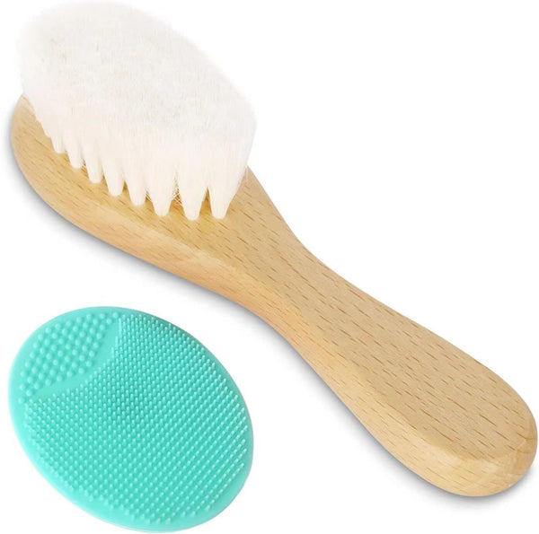 Baby Hair Brush & Comb Set for Newborns & Toddlers, Natural Soft Goat Bristles