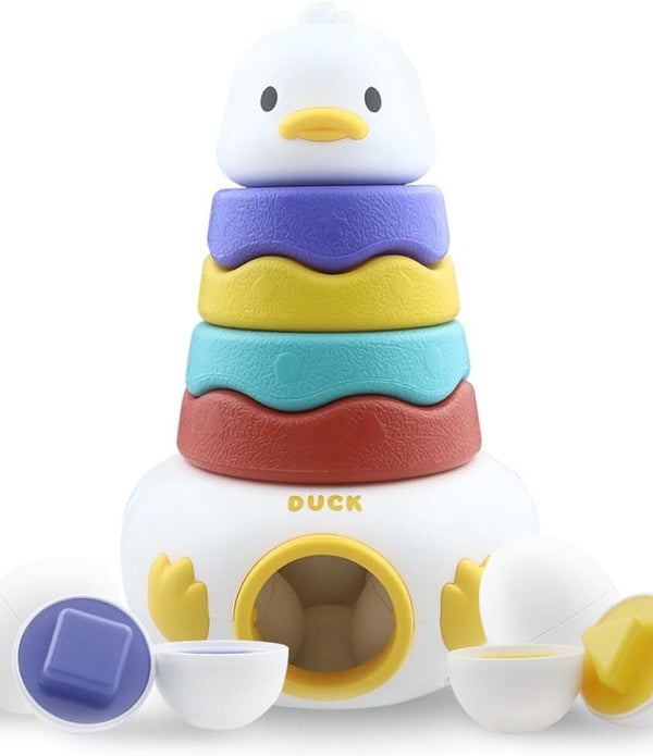 Baby Roly-Poly Ring Stacking Toy with Eggs & Duck - Fine Motor Skills