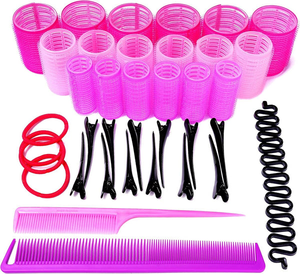 FROZZKY 37-Piece Hair Rollers Set for Long Hair, Curlers, Clips & Combs