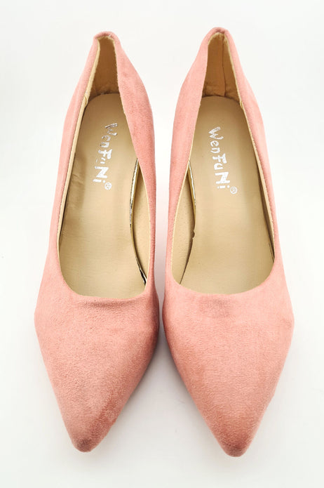 Women's  Fashion Pointed Toe Kitten Heel Pump Shoes - UK Size 4 -Pale Pink