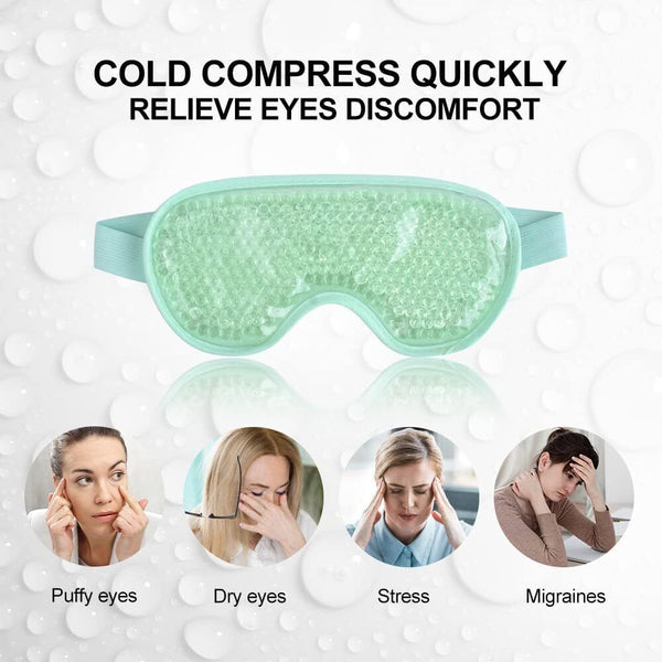 NEWGO Cooling Eye Mask Green Reusable Hot Cold Gel Therapy Puffy Migraine