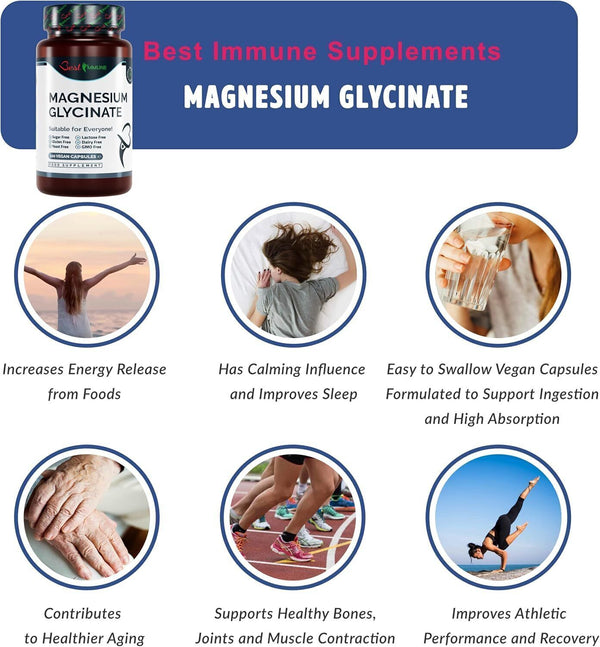 Magnesium Glycinate 500mg Premium Quality Ideal Strength 100Capsules BBE 05/26