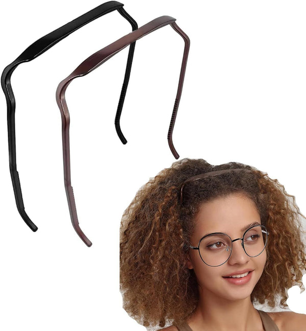 2pcs Curly Thick Hair Large Headbands Invisible Volume Hair Hoops (Black)