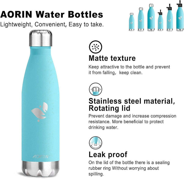 AORIN Insulated Stainless Steel Water Bottle 500ml for Work & Travel Mint