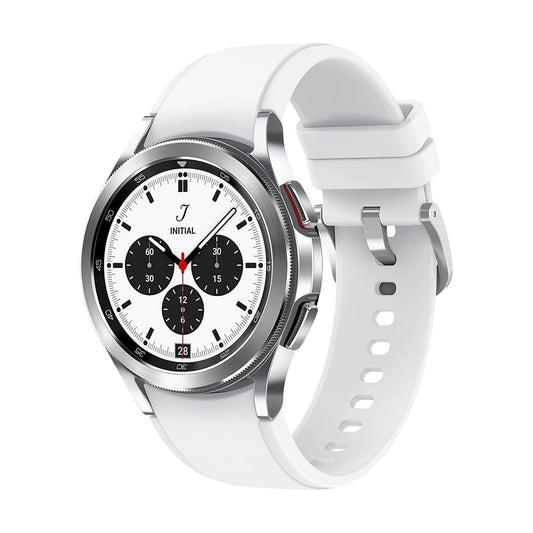 Samsung Galaxy Watch4 Classic (Bluetooth, 42mm) Silver Steel Case + White Strap