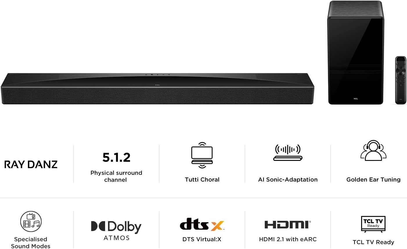 TCL Q75HK 5.1.2 Wireless Sound Bar with Dolby Atmos & DTS:X