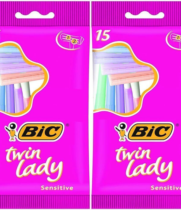 BIC Twin Lady Sensitive Razors – Pack of 30 Disposable Razors