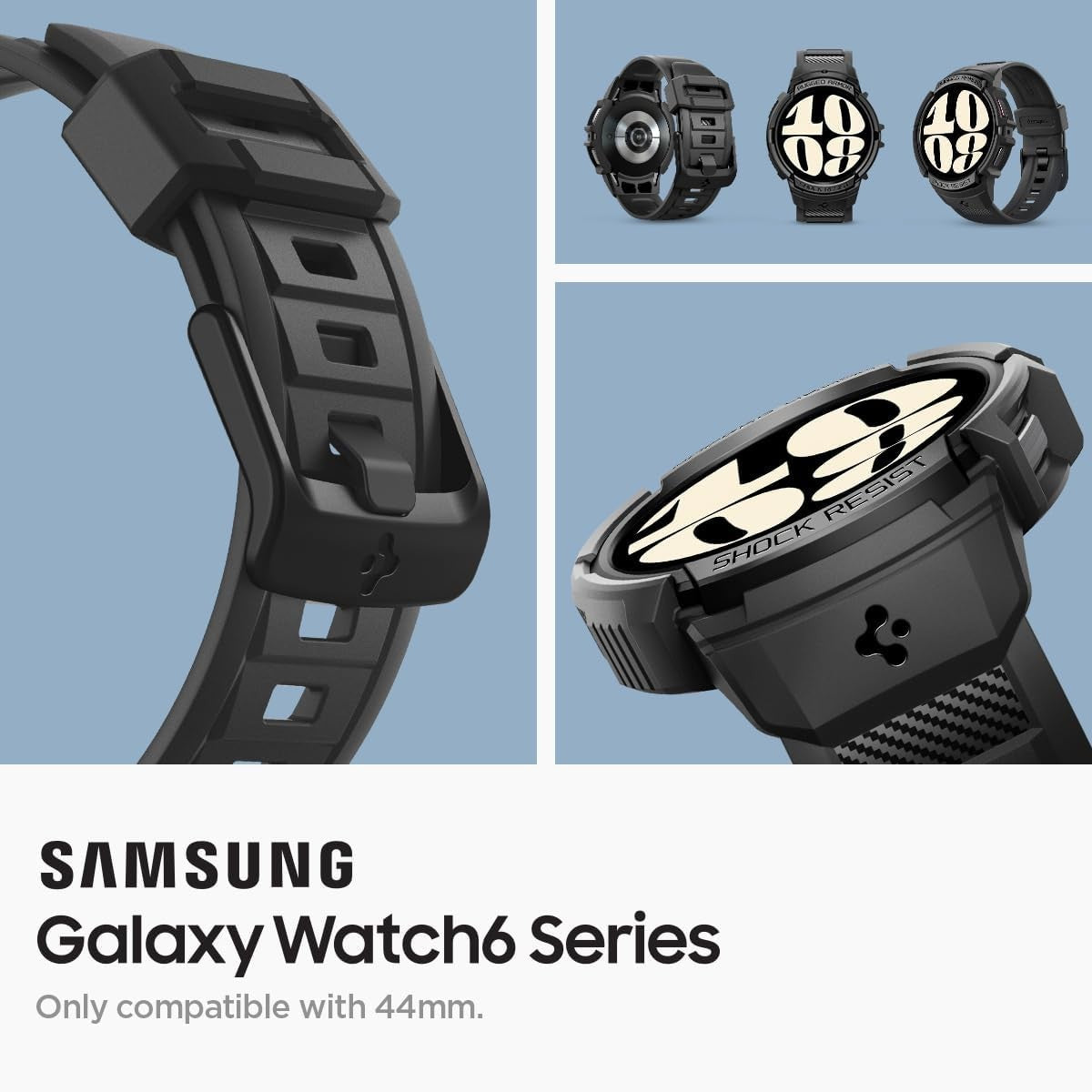 Spigen Rugged Armor Pro Strap Case Black Samsung Galaxy Watch 6 44mm