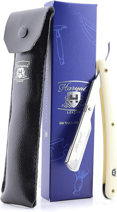 Haryali Straight Cut Throat Shaving Razor for Barber, Salon, Beard, Ivory Colour