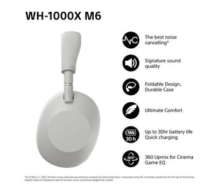 Sony WH1000XM6 Over-Ear Wireless Headphones - Silver