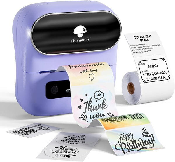 Phomemo M220 Label Printer - Bluetooth Thermal Portable Label Maker, Purple