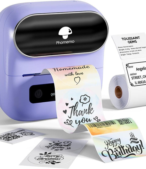 Phomemo M220 Label Printer - Bluetooth Thermal Portable Label Maker, Purple