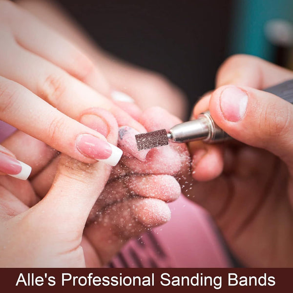 Alle's Nail Drill Sanding Bands 150pcs (80/120/180 Grit) + 3/32 Bits