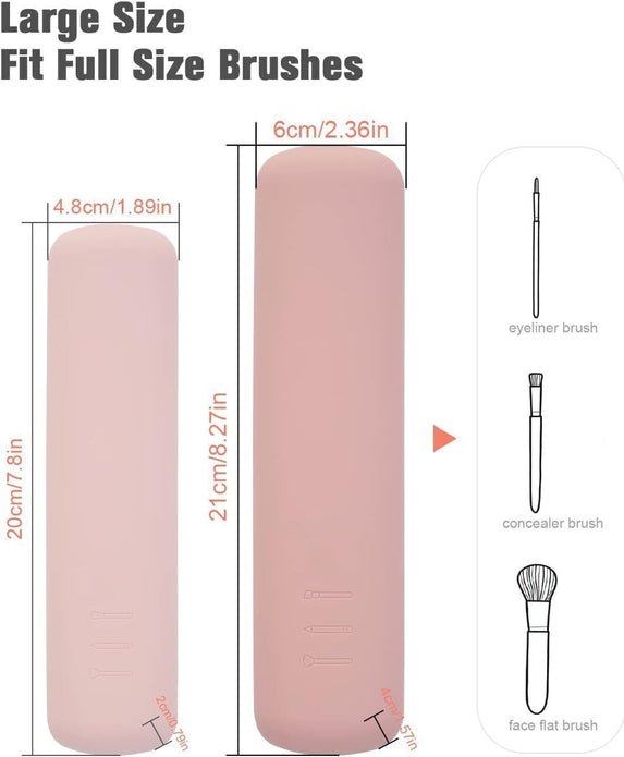 Large Travel Makeup Brush Holder - Pink Magnetic Silicone