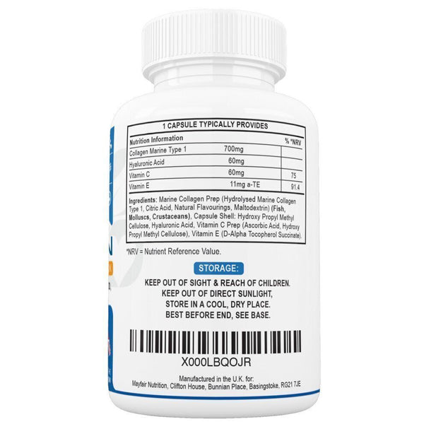 Marine Collagen Complex Anti - Ageing - Tissue, Joints Vitamins B2 C & E Tablets