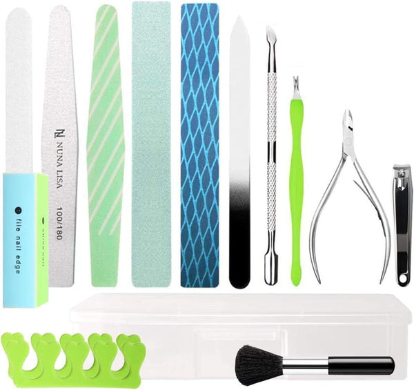 Nail Files Set, 15Pcs 7-stars Professional Manicure Pedicure Set