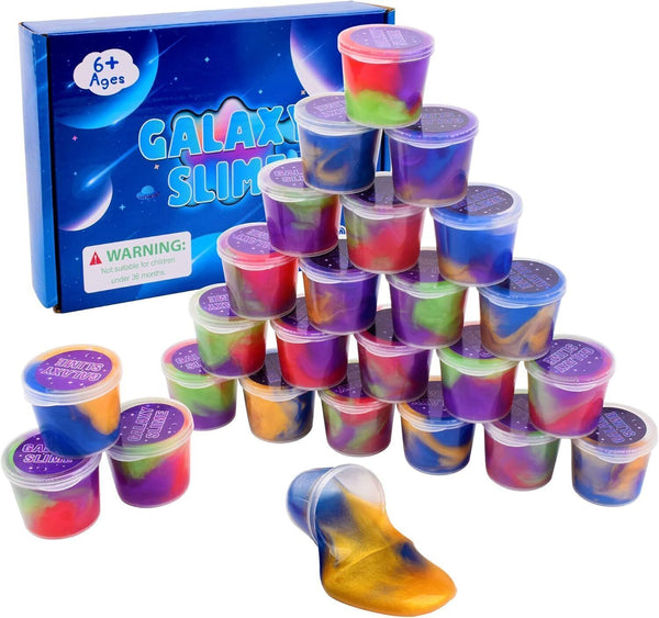 25 Packs Galaxy Slime, Party Favors, Non-Sticky, Stress & Anxiety Relief