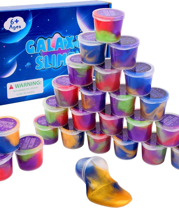 25 Packs Galaxy Slime, Party Favors, Non-Sticky, Stress & Anxiety Relief