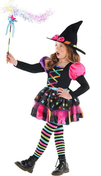 Rainbow Girls Witch Scary Costume Rainbow Halloween Small 4-6years