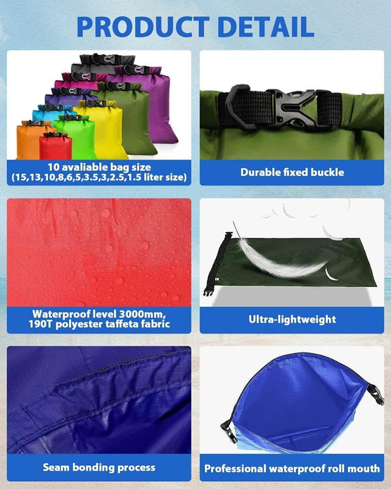 Victoper Waterproof Dry Bag Set 6-Pack (8/5/3.5/3/2.5/1.5L), Blue Camo