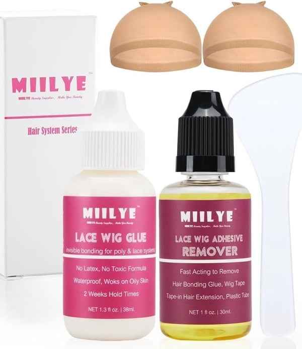 Wig Adhesive & Glue Remover Set, MIILYE Waterproof, Invisible & Gentle