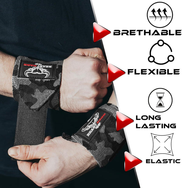 BEAST RAGE Weight Lifting Wrist Wraps Muscle Building Fitness Training Gym Strap