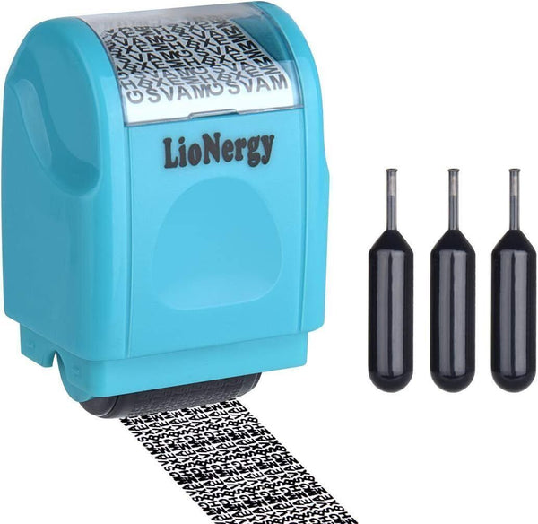 LioNergy Identity Protection Roller Stamp (Blue) + 3 Refills