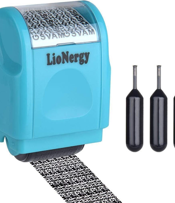 LioNergy Identity Protection Roller Stamp (Blue) + 3 Refills