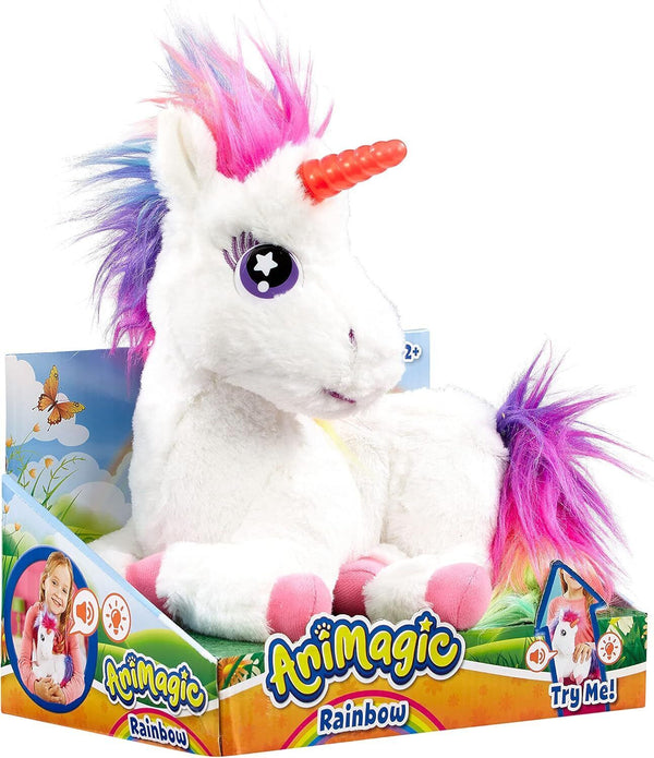 Animagic: Rainbow The Glowing Unicorn | Interactive Unicorn Plush with a Magical