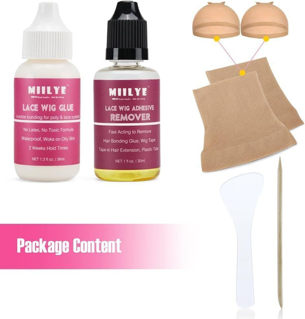 Wig Adhesive & Glue Remover Set, MIILYE Waterproof, Invisible & Gentle