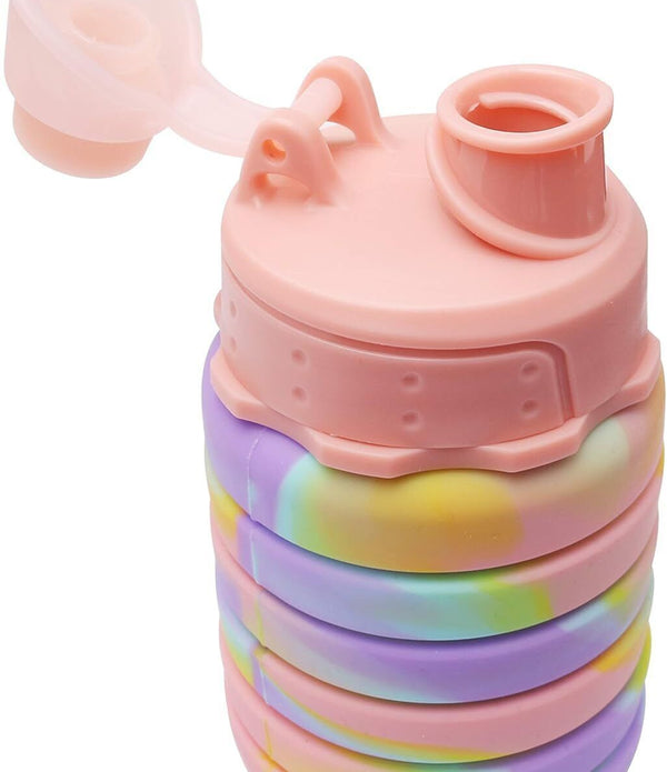 Nuoshen Collapsible Water Bottle Kids Silicone Drink Bottle Pink