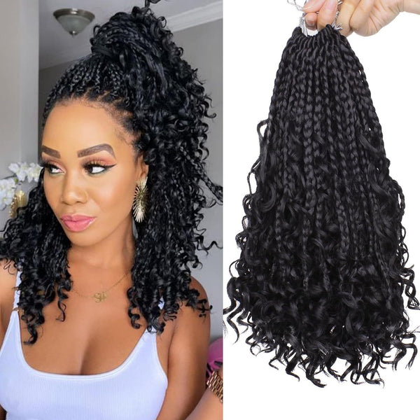 Samtress 8-Pack Boho Box Braids - 10" Natural Black Crochet Hair for Women