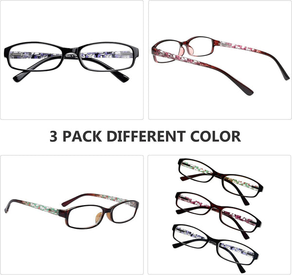 Eyekepper 3-Pack Women’s Reading Glasses with Case – Stylish