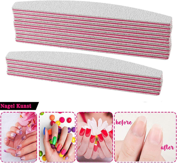 AYITOO 50pcs Nail Files Gel Grit Set  Double Sided 100/180, Pro Kit